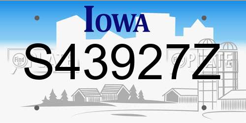 S43927Z Iowa License Plate