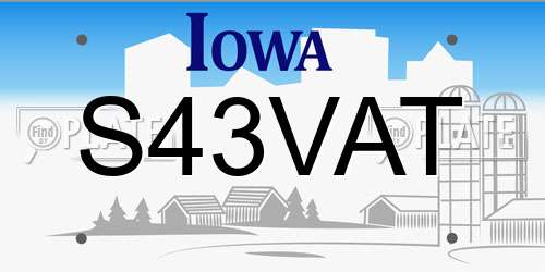 S43VAT Iowa License Plate