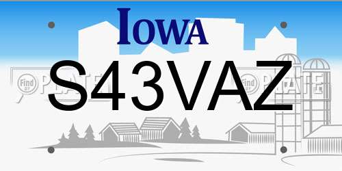S43VAZ Iowa License Plate