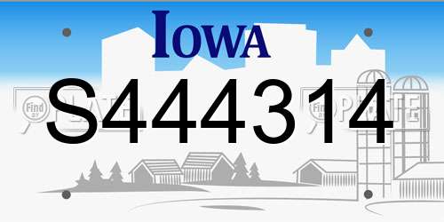 S444314 Iowa License Plate