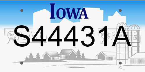 S44431A Iowa License Plate