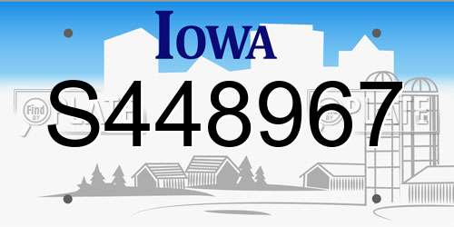 S448967 Iowa License Plate