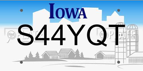 S44YQT Iowa License Plate