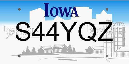 S44YQZ Iowa License Plate