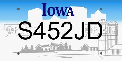 S452JD Iowa License Plate