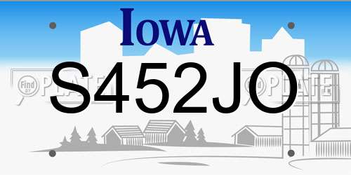 S452JO Iowa License Plate