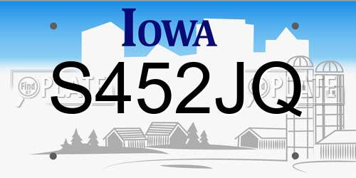 S452JQ Iowa License Plate