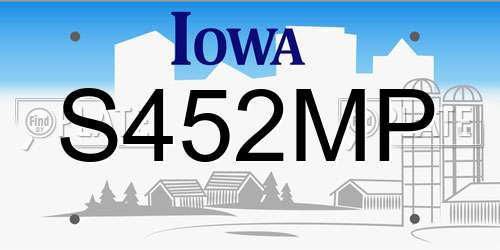 S452MP Iowa License Plate