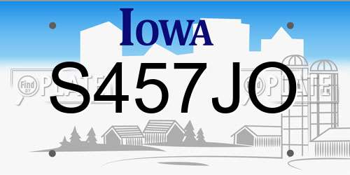 S457JO Iowa License Plate