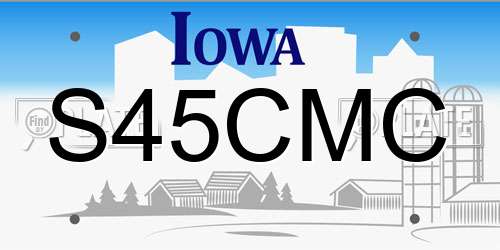 S45CMC Iowa License Plate