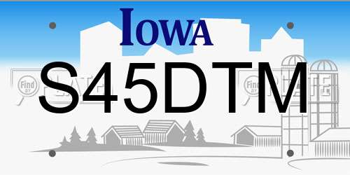 S45DTM Iowa License Plate