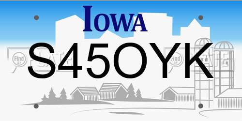 S45OYK Iowa License Plate