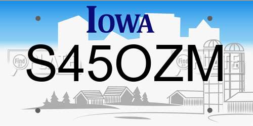 S45OZM Iowa License Plate
