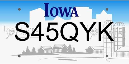 S45QYK Iowa License Plate