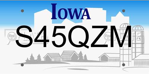 S45QZM Iowa License Plate