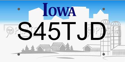 S45TJD Iowa License Plate