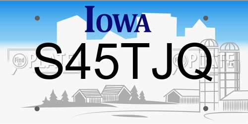 S45TJQ Iowa License Plate