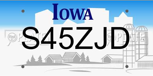 S45ZJD Iowa License Plate