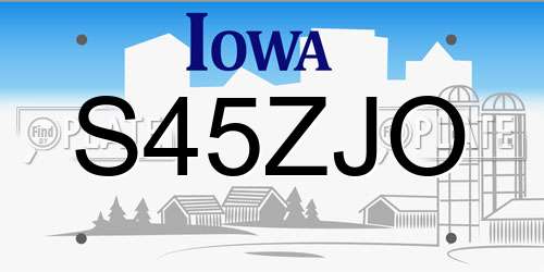 S45ZJO Iowa License Plate