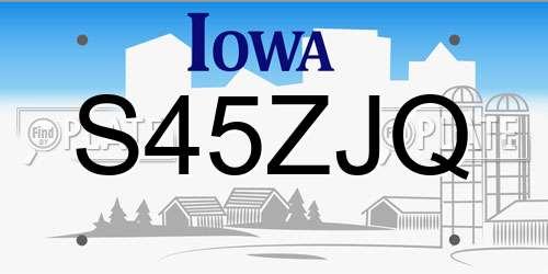 S45ZJQ Iowa License Plate