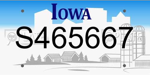 S465667 Iowa License Plate