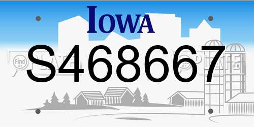 S468667 Iowa License Plate