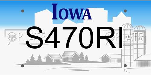 S470RI Iowa License Plate