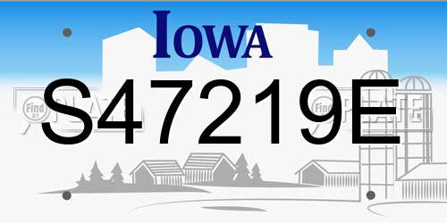 S47219E Iowa License Plate