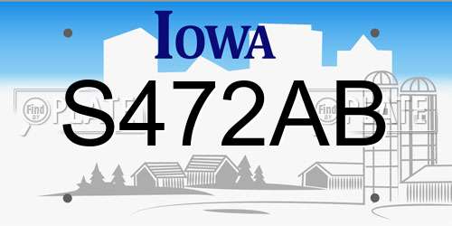 S472AB Iowa License Plate