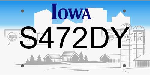 S472DY Iowa License Plate