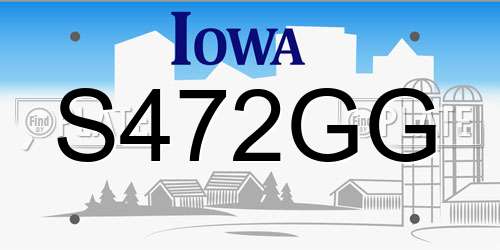 S472GG Iowa License Plate