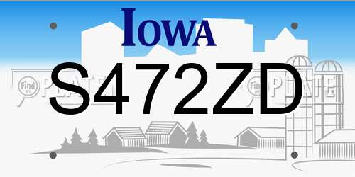 S472ZD Iowa License Plate
