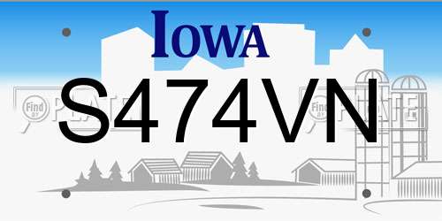 S474VN Iowa License Plate