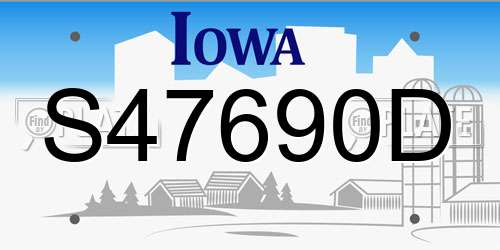 S47690D Iowa License Plate