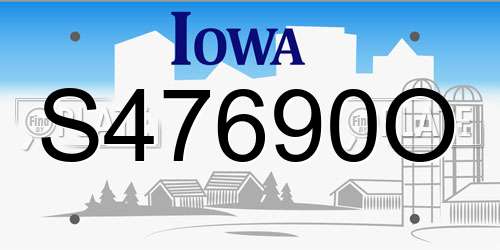 S47690O Iowa License Plate