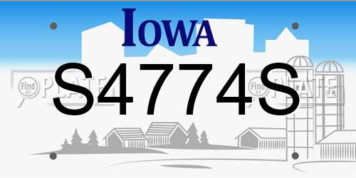 S4774S Iowa License Plate