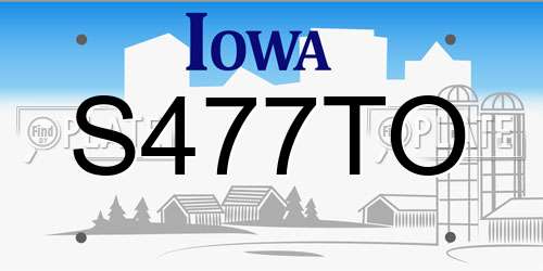 S477TO Iowa License Plate