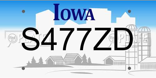 S477ZD Iowa License Plate