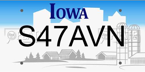 S47AVN Iowa License Plate