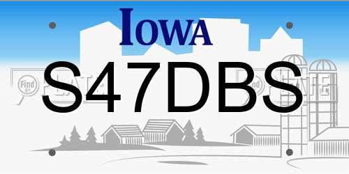 S47DBS Iowa License Plate