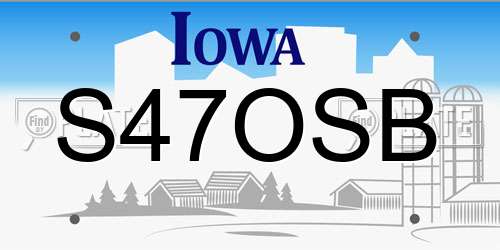 S47OSB Iowa License Plate