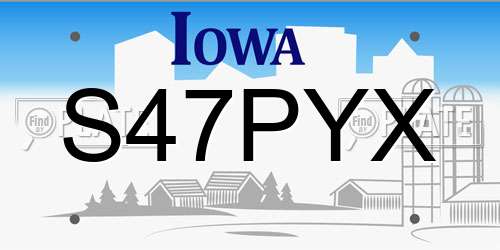 S47PYX Iowa License Plate