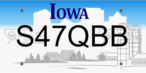 S47QBB Iowa License Plate