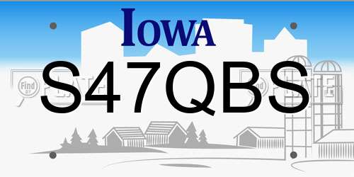 S47QBS Iowa License Plate