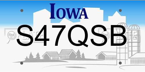 S47QSB Iowa License Plate