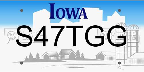 S47TGG Iowa License Plate