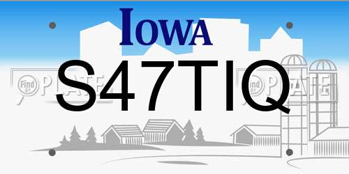 S47TIQ Iowa License Plate