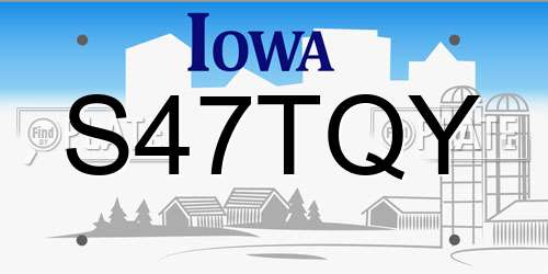 S47TQY Iowa License Plate