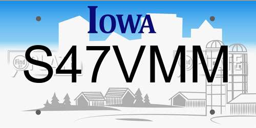 S47VMM Iowa License Plate