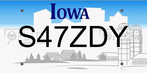 S47ZDY Iowa License Plate